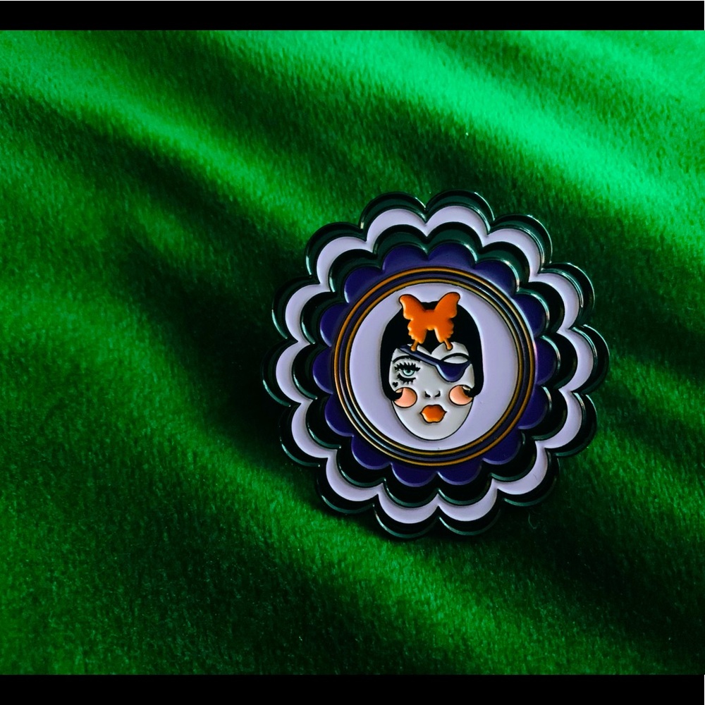 Dollface 2” Enamel Pin.
